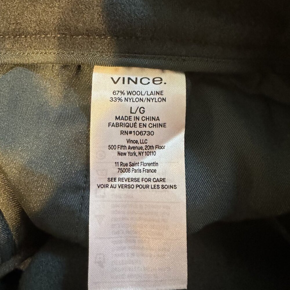 Vince Black Pull On Pleated Leg Wool Blend Trouser Pants Women's Large L - Picture 3 of 7